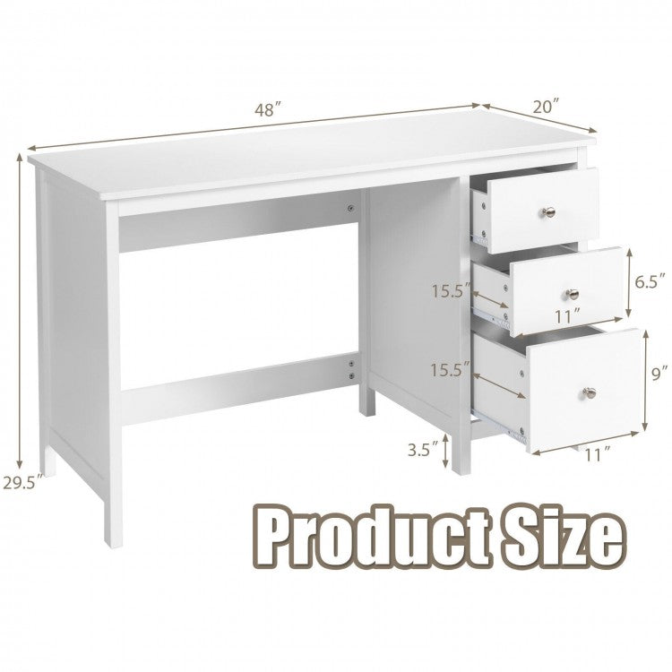 SpacePro 3-Drawer Computer Desk - White