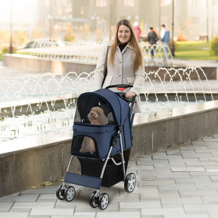Pet Stroller with Storage - Navy