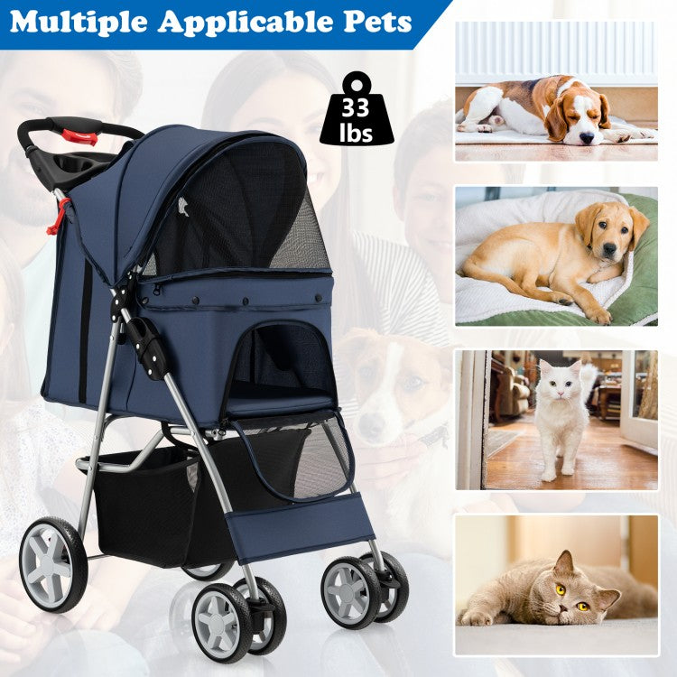 Pet Stroller with Storage - Navy