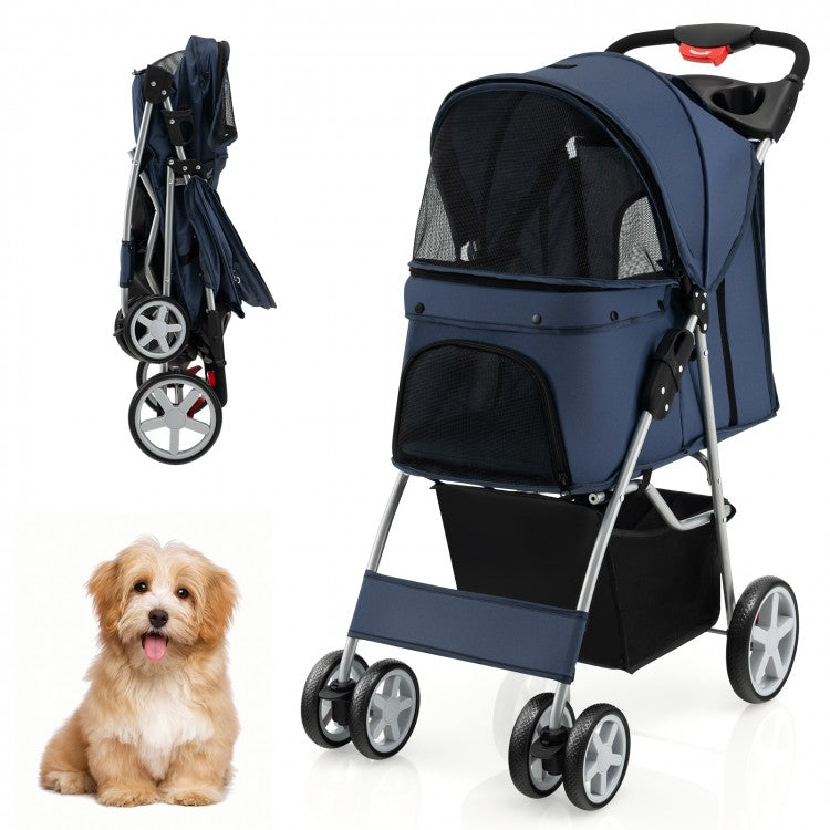 Pet Stroller with Storage - Navy