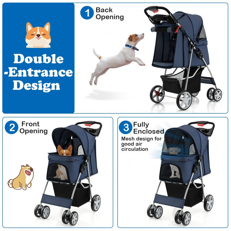 Pet Stroller with Storage - Navy