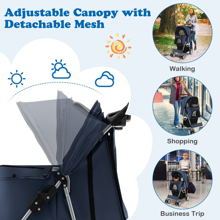 Pet Stroller with Storage - Navy