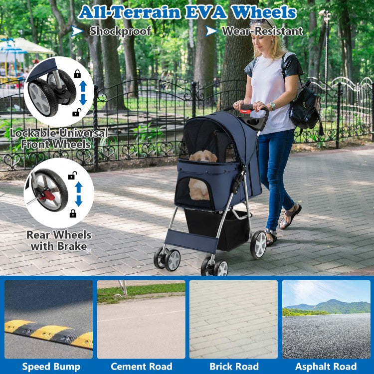 Pet Stroller with Storage - Navy