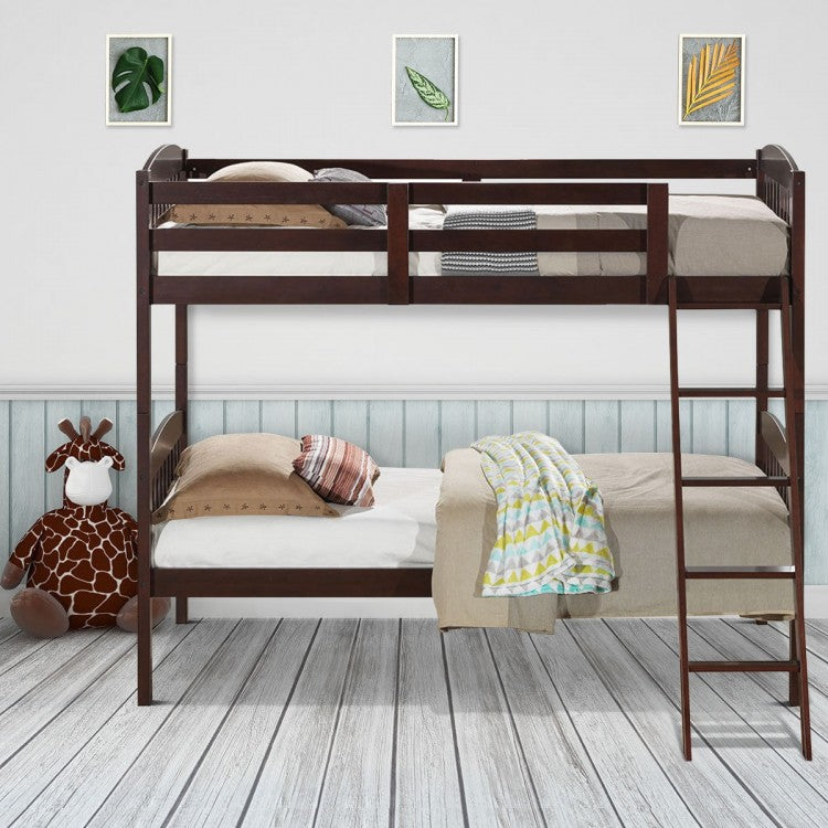 Hardwood Twin Bunk Bed - Brown