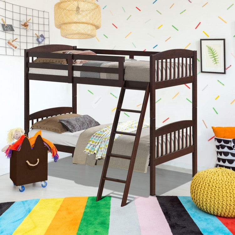 Hardwood Twin Bunk Bed - Brown