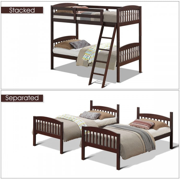 Hardwood Twin Bunk Bed - Brown