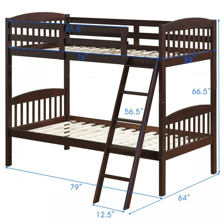 Hardwood Twin Bunk Bed - Brown