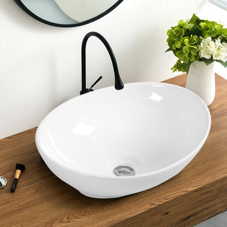 Sleek Oval Ceramic Bathroom Sink