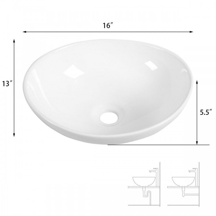Sleek Oval Ceramic Bathroom Sink