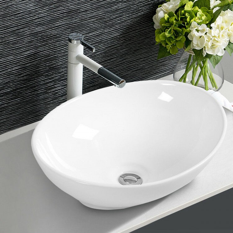 Sleek Oval Ceramic Bathroom Sink