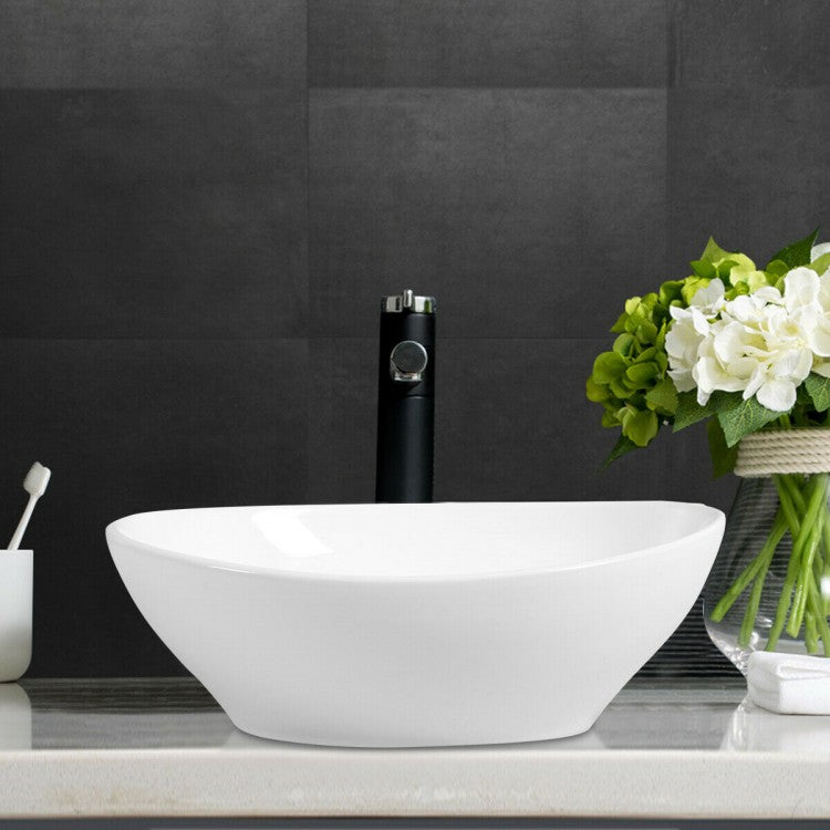 Sleek Oval Ceramic Bathroom Sink