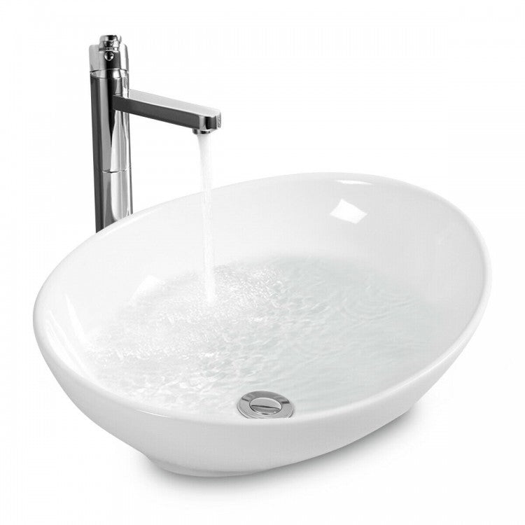 Sleek Oval Ceramic Bathroom Sink