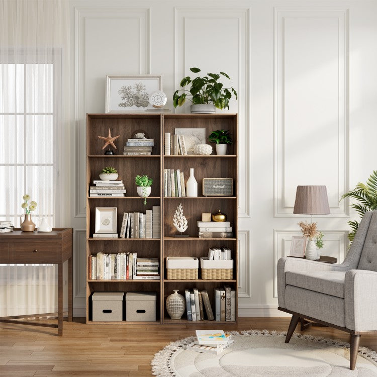 Multi-Use 5-Shelf Wood Storage Unit - Walnut
