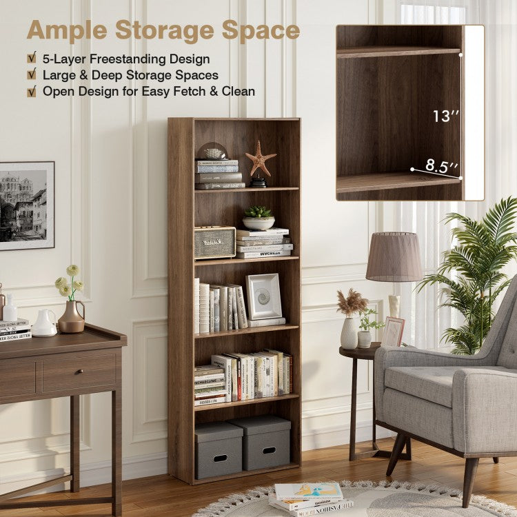 Multi-Use 5-Shelf Wood Storage Unit - Walnut