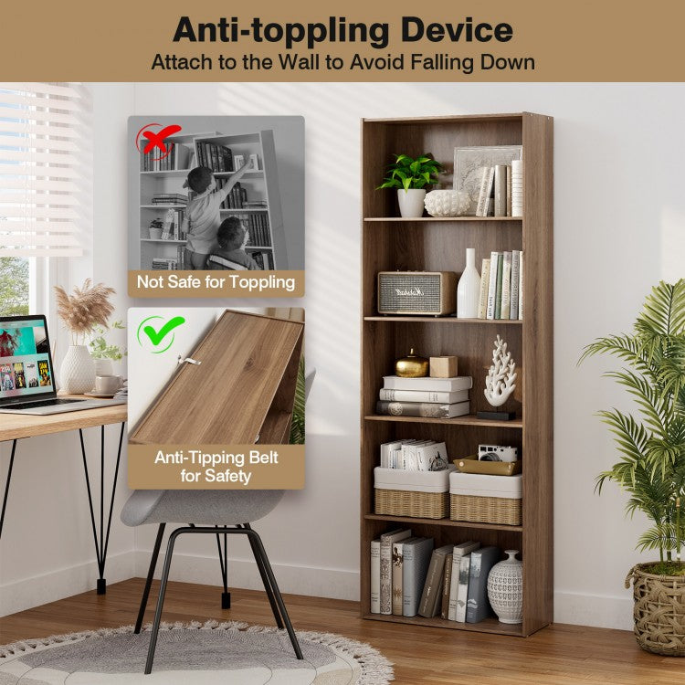 Multi-Use 5-Shelf Wood Storage Unit - Walnut