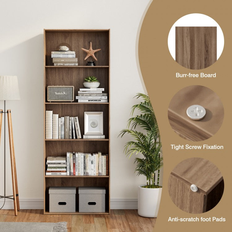 Multi-Use 5-Shelf Wood Storage Unit - Walnut