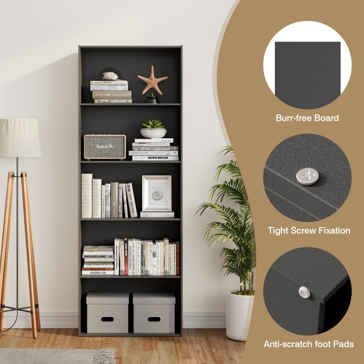 Multi-Use 5-Shelf Wood Storage Unit - Black