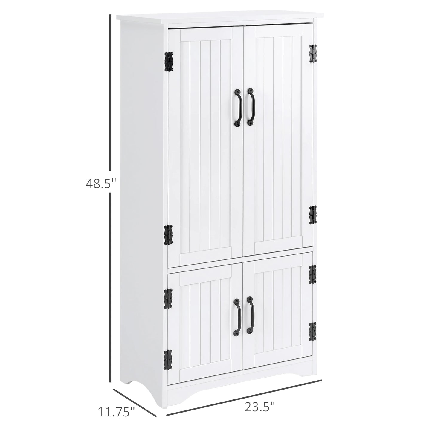 Multi-Storey Pantry Cabinet with Adjustable Shelves - White