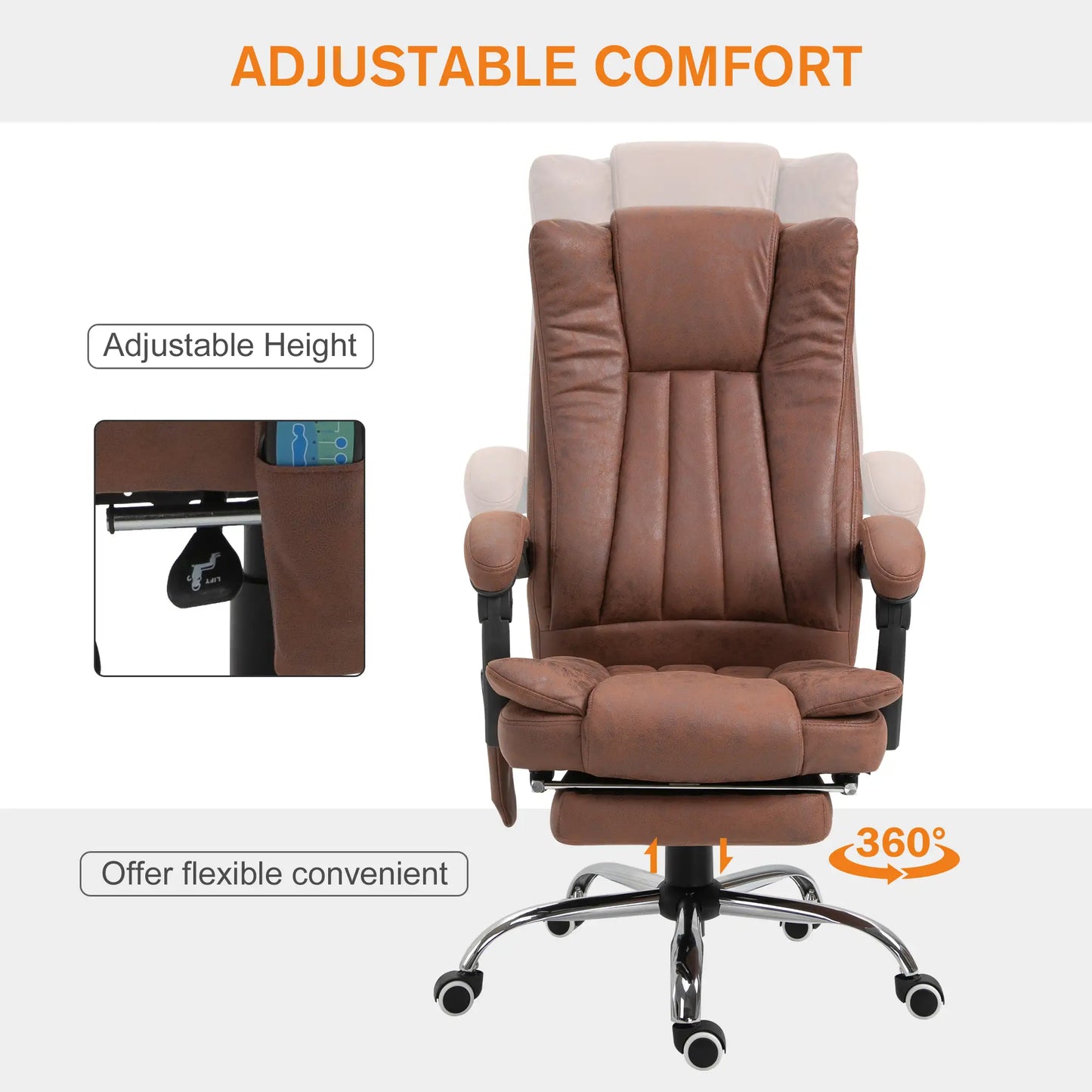 High Back PU Leather Executive Chair - Coffee