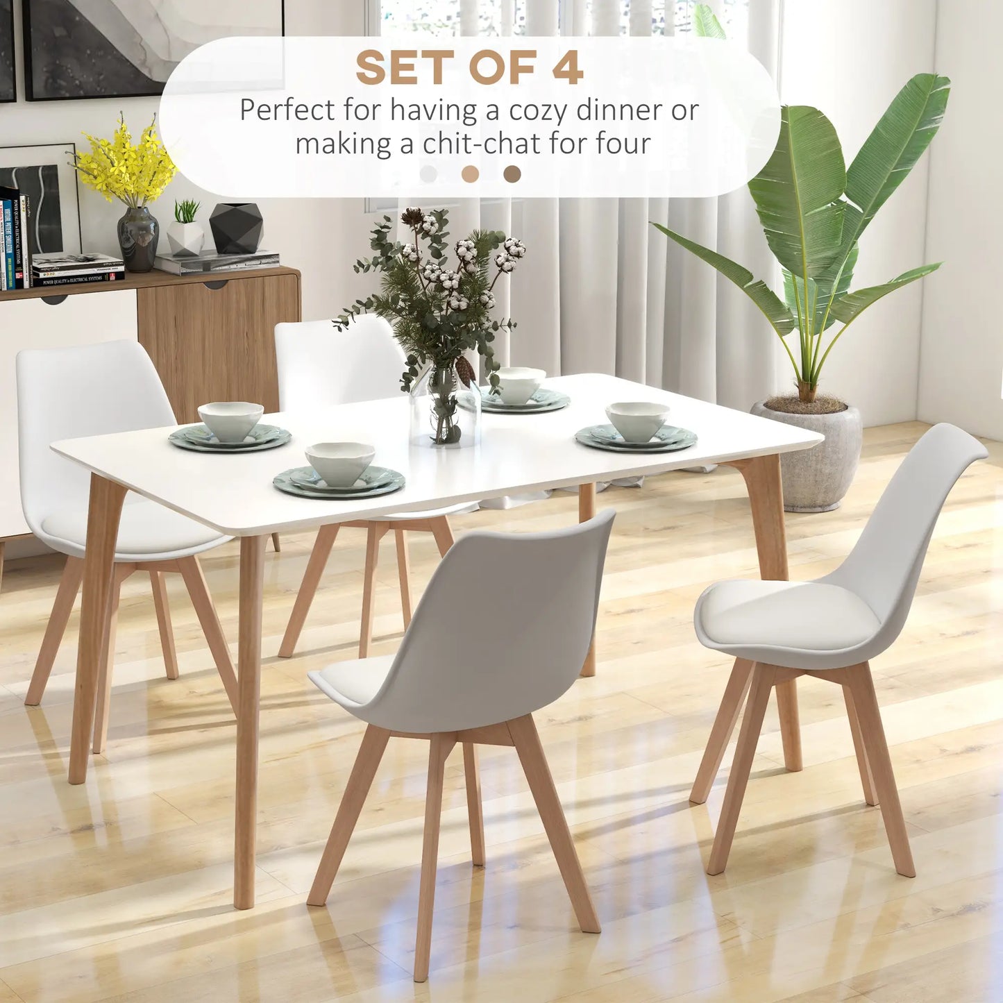 Rubber Wood Dining Chairs (Sets of 4)
