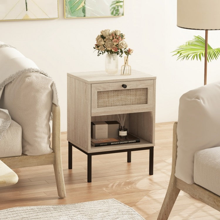 Modern Rattan Bedside Table