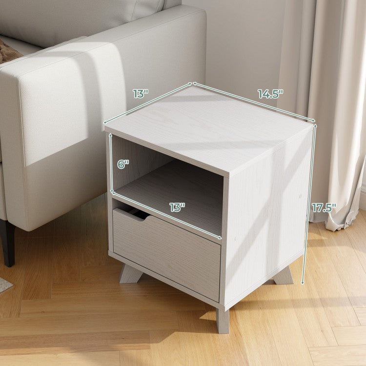 Minimalist White Mid-Century Nightstand