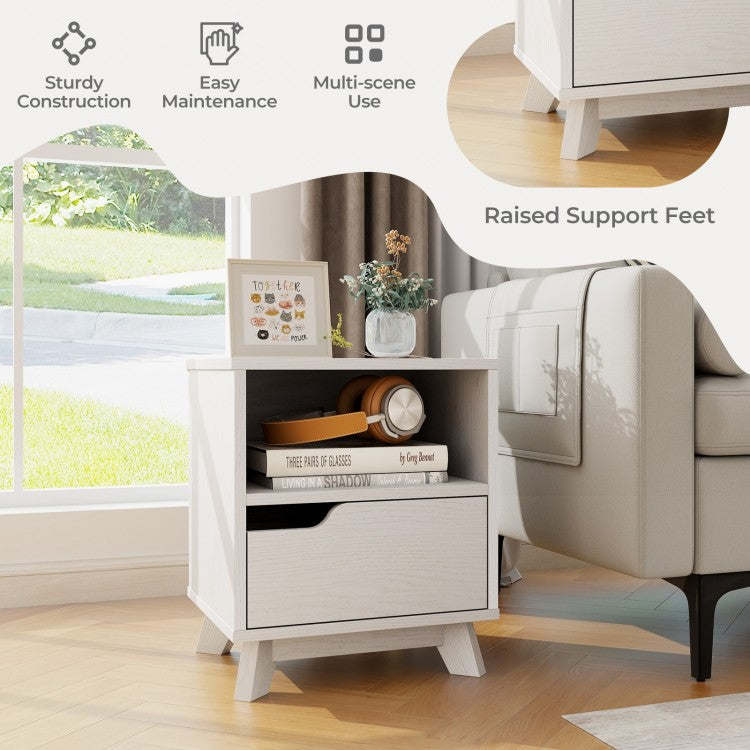 Minimalist White Mid-Century Nightstand