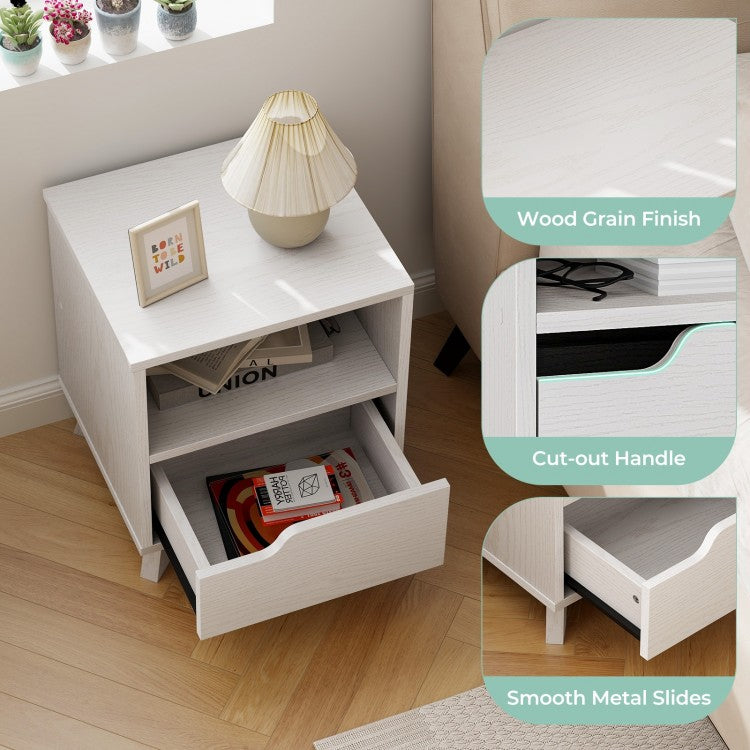 Minimalist White Mid-Century Nightstand