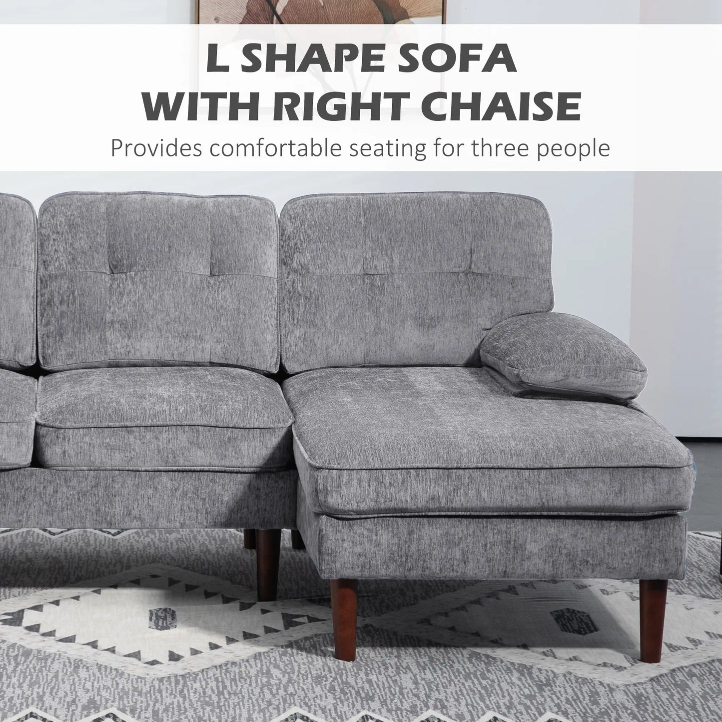 Right Chaise Couch - Grey