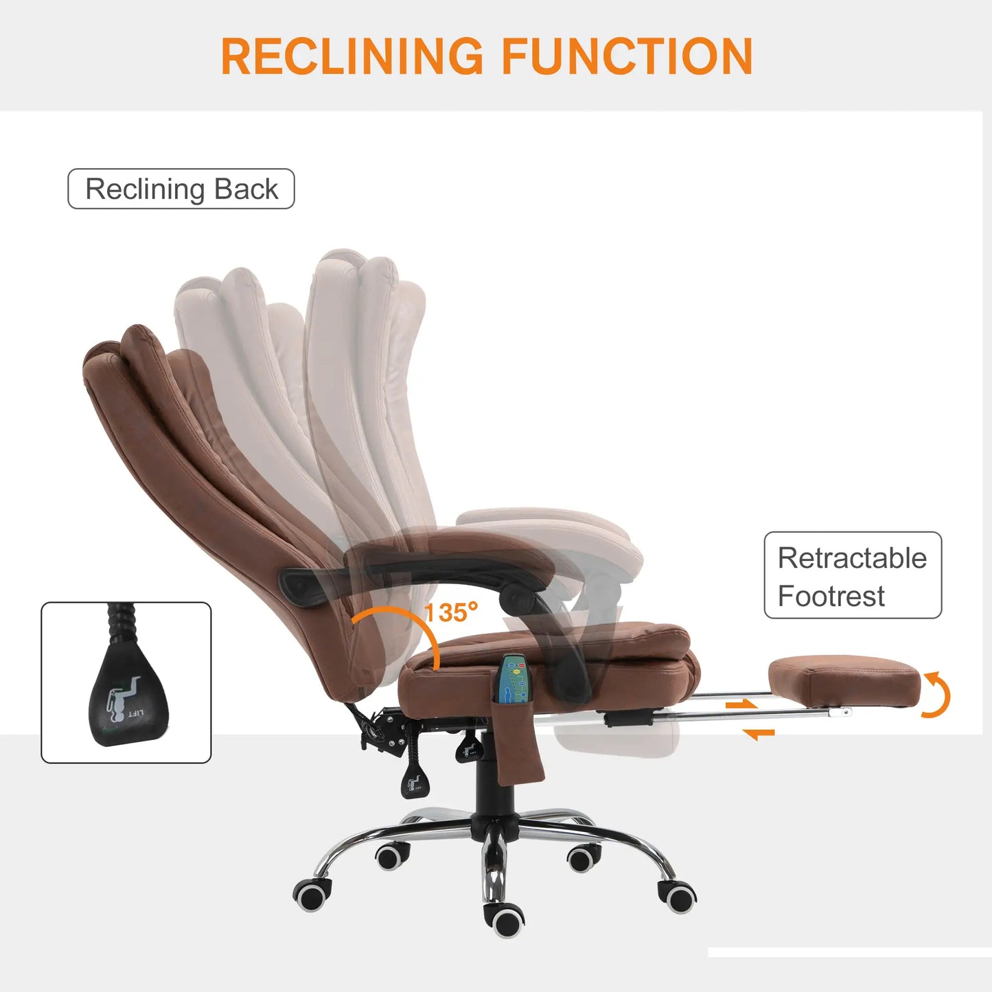 High Back PU Leather Executive Chair - Coffee