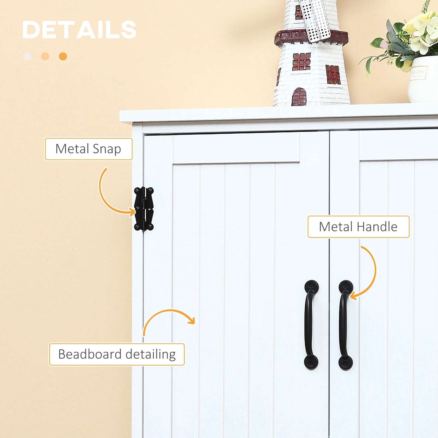 Multi-Storey Pantry Cabinet with Adjustable Shelves - White