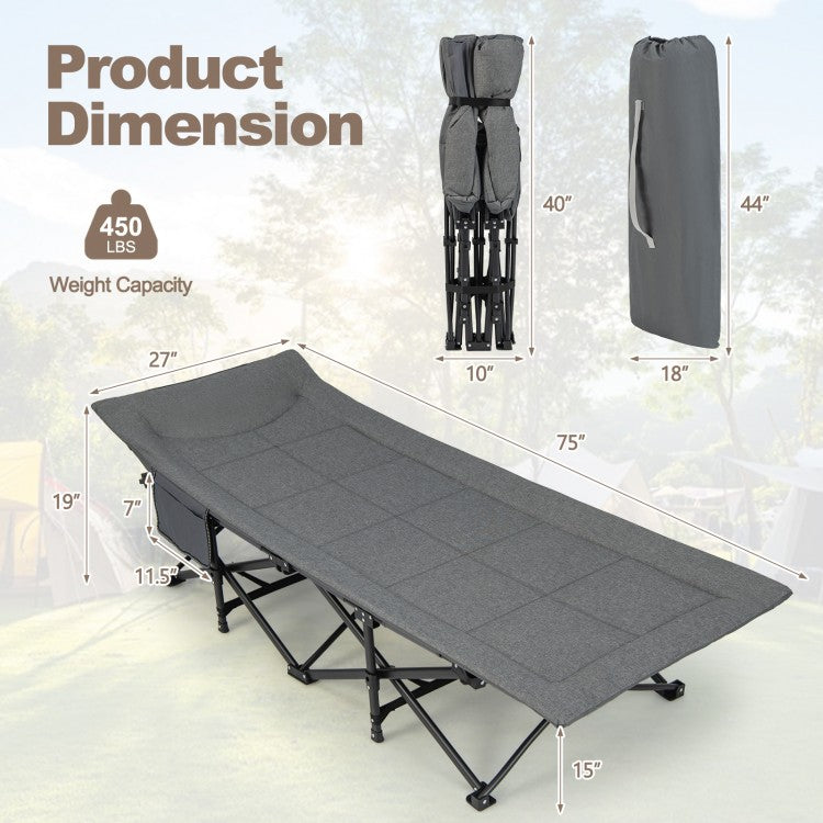 Traveler's Foldable Camping Cot - Gray