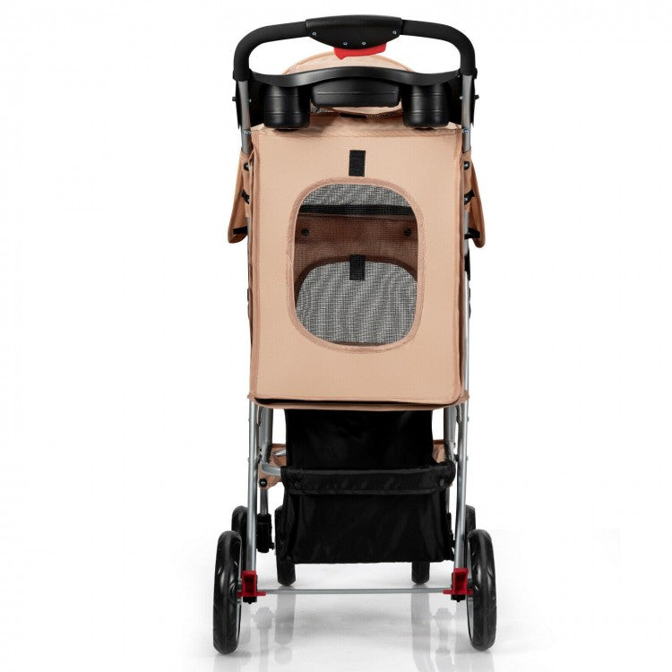 Pet Stroller with Storage - Beige