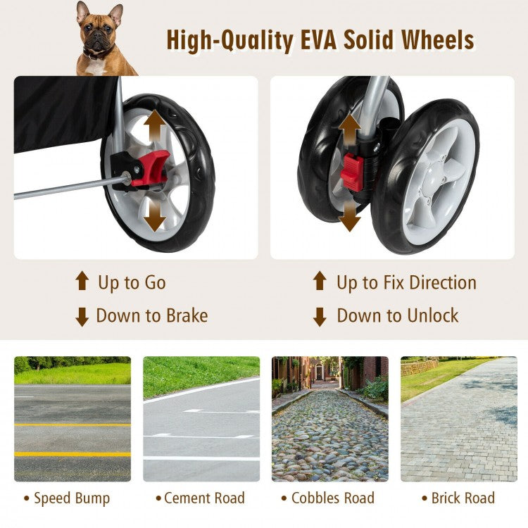 Pet Stroller with Storage - Beige