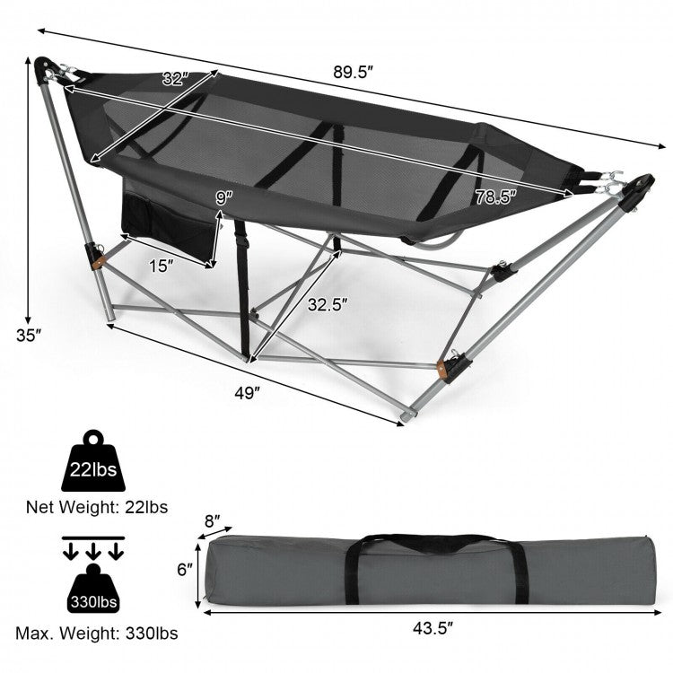 Convertible Indoor-Outdoor Hammock - Gray