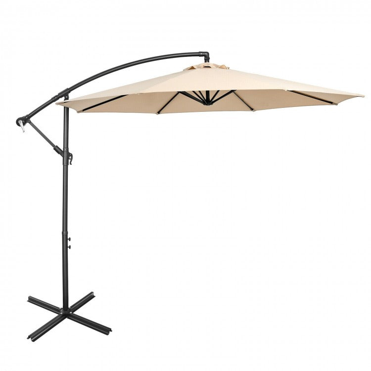 Beige 10' Tilting Cantilever Umbrella