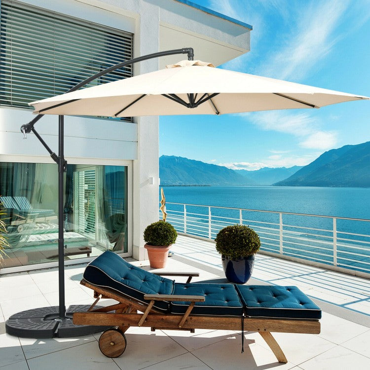 Beige 10' Tilting Cantilever Umbrella