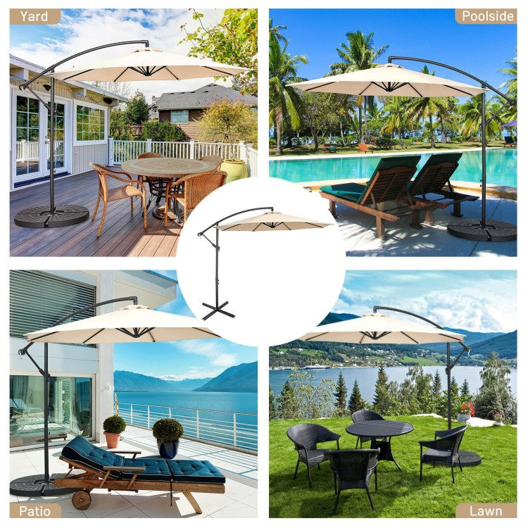 Beige 10' Tilting Cantilever Umbrella