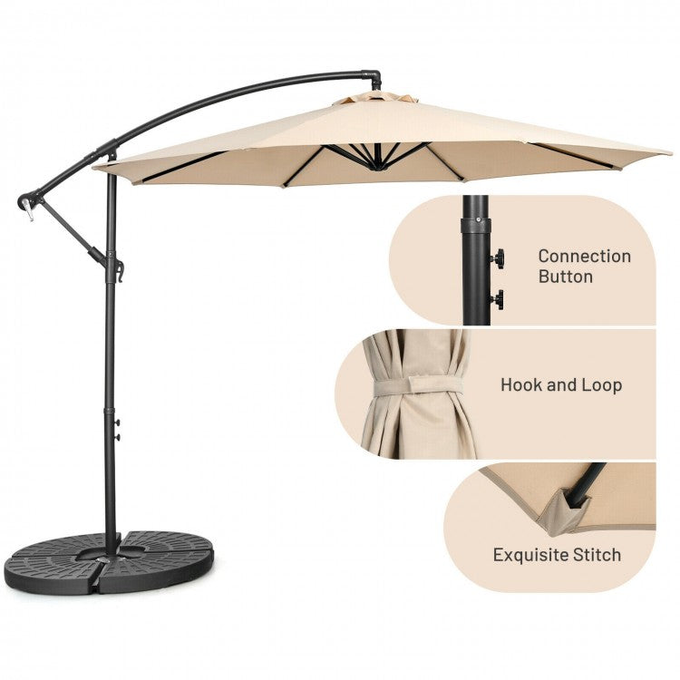 Beige 10' Tilting Cantilever Umbrella