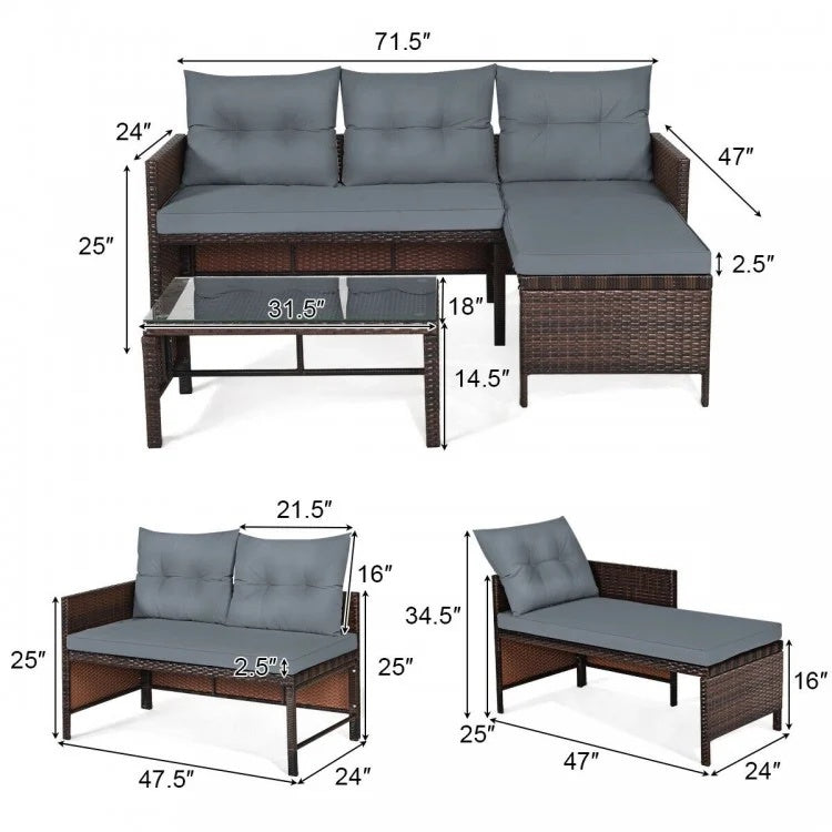 SlateCurve Rattan Corner Set