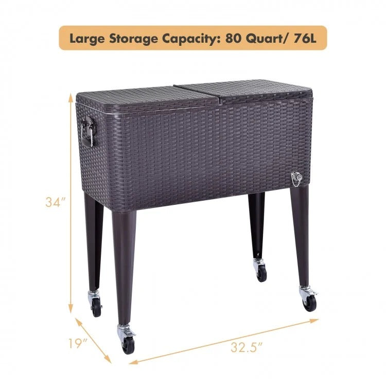 ChillWave 80QT Rattan Cooler Cart