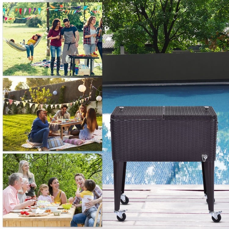 ChillWave 80QT Rattan Cooler Cart