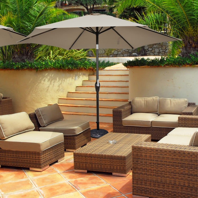 EasyTurn 10-Foot Crank Patio Umbrella -Tan