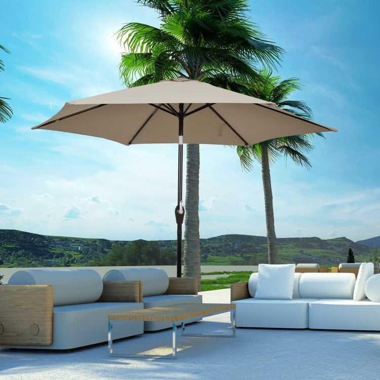 EasyTurn 10-Foot Crank Patio Umbrella -Tan