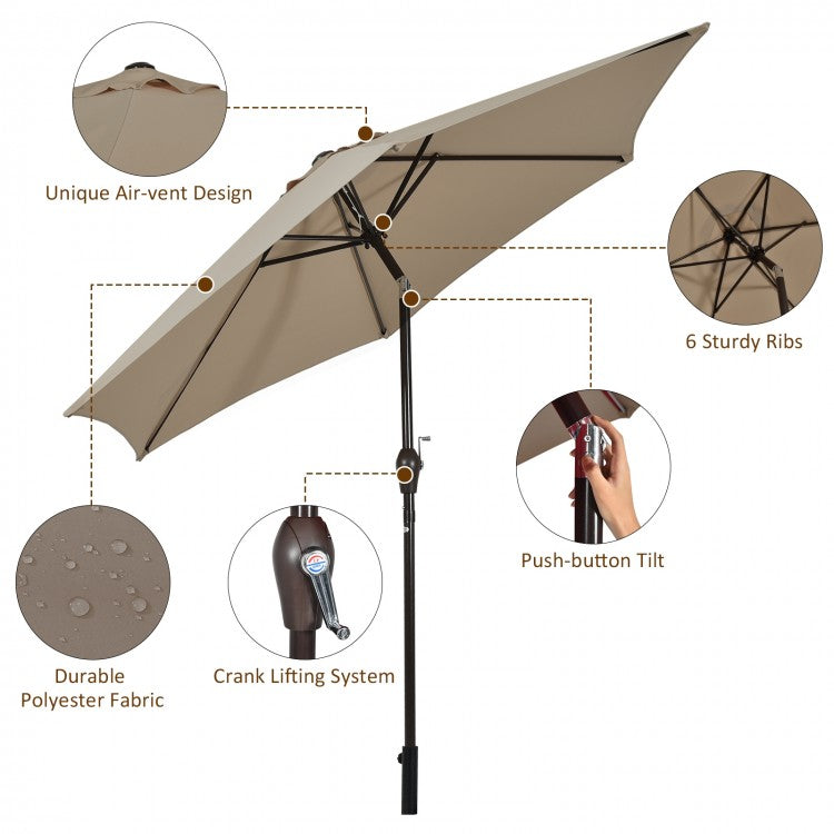 EasyTurn 10-Foot Crank Patio Umbrella -Tan