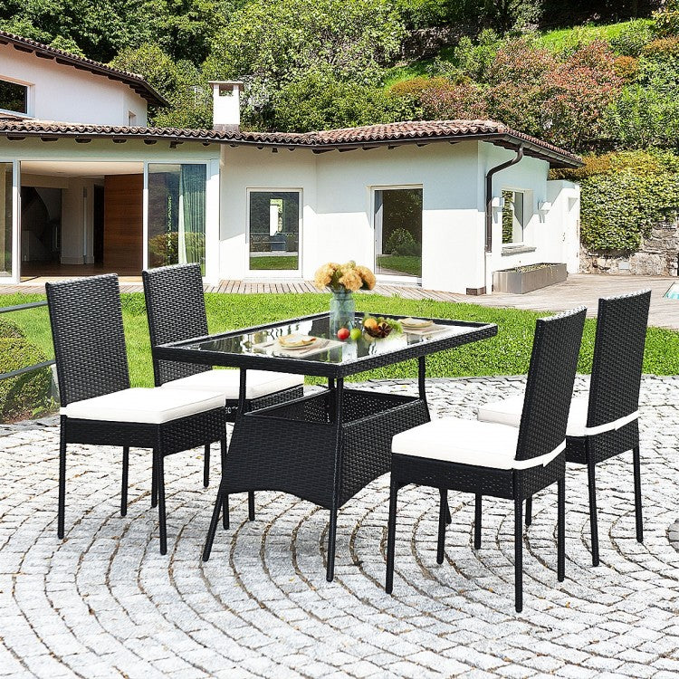 Black Pearl Rattan Dining Ensemble 5 - Piece Set