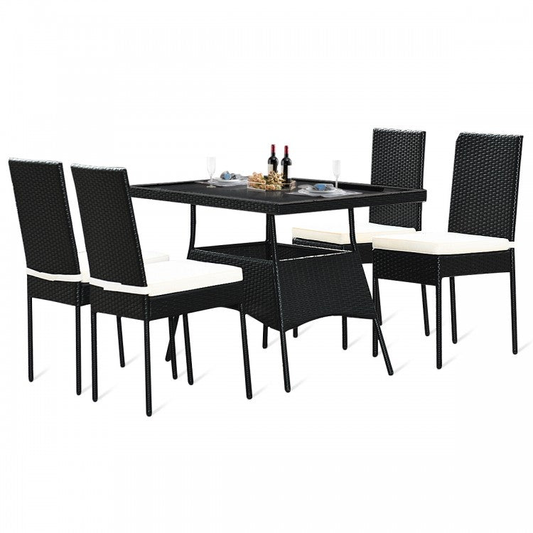 Black Pearl Rattan Dining Ensemble 5 - Piece Set