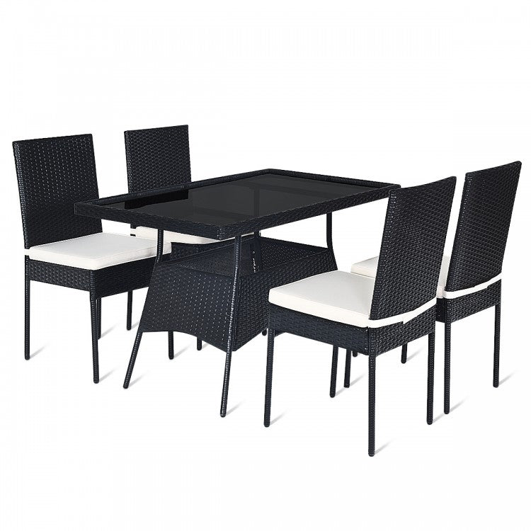 Black Pearl Rattan Dining Ensemble 5 - Piece Set