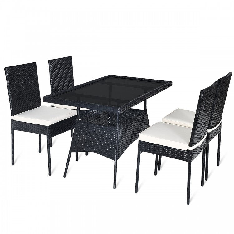 Black Pearl Rattan Dining Ensemble 5 - Piece Set