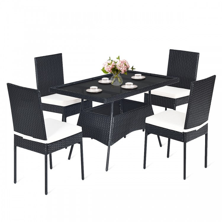 Black Pearl Rattan Dining Ensemble 5 - Piece Set